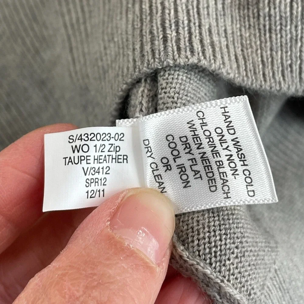 Banana‎ Republic 1/4 Zip Sweater Men Large Taupe Heather Merino Wool Blend NWOT